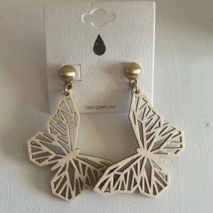Wood cut out butterfly earrings, very light weight, lead compliant